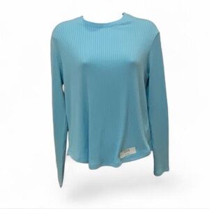 American Eagle Outfitters Blue Ribbed Long Sleeve Top